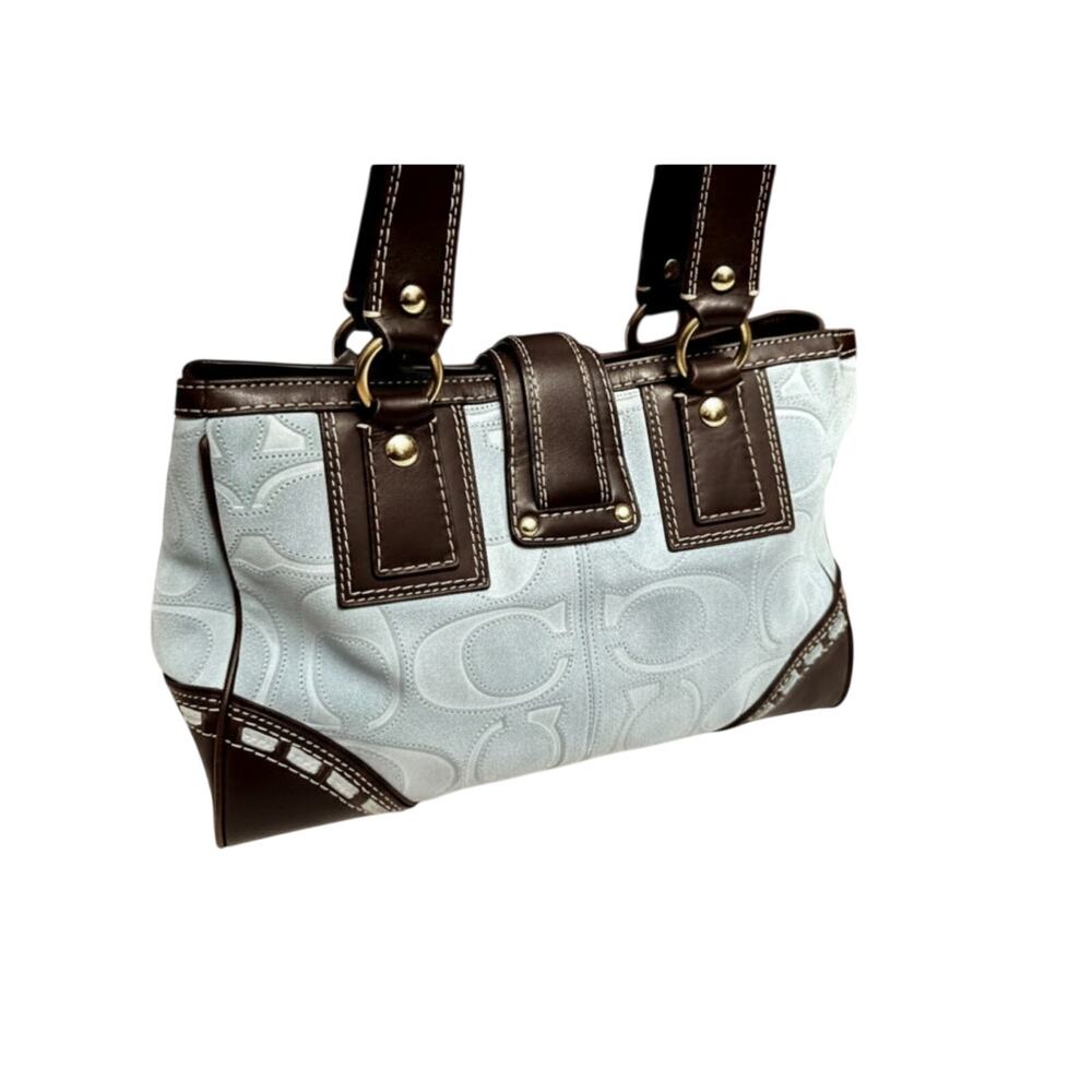 Y2K Coach Hampton Legacy Tote in Baby Blue Suede - Picture 4 of 10
